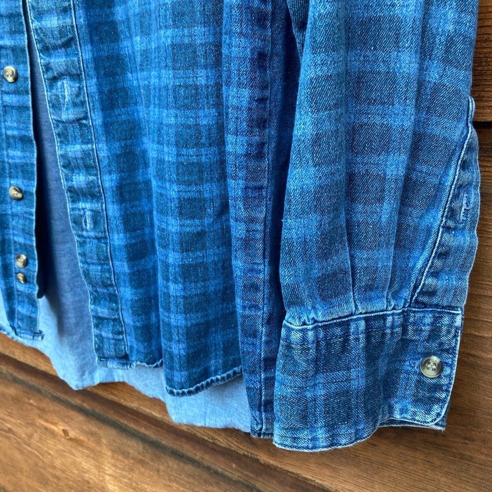 Plaid Denim 90s Button-Up Vintage Sonoma - Picture 5 of 8